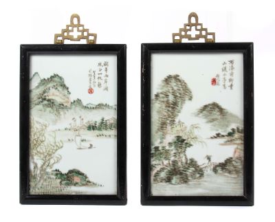2 Porzellanbilder, China, 20. Jahrhundert, Asiatika