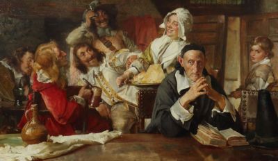 Edgar Bundy, Vier Musketiere im Wirtshaus, Gemälde 