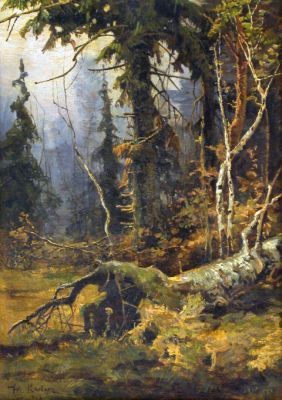 Julius Jergius von Klever, Herbstlicher Wald, datiert 1918, Gemälde