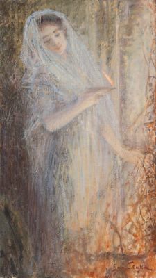 Das Gemälde "Frau mit Öllampe" von Jan Styka wurde im Auktionshaus Yves Siebers in Stuttgart für 20.000 Euro versteigert.