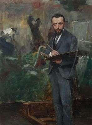 Das Gemälde "Selbstportrait im Atelier" von Samuel Hirszenberg wurde im Auktionshaus Yves Siebers in Stuttgart für 19.000 Euro versteigert.