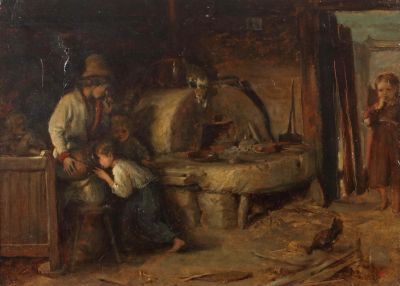Das Gemälde "In der Stube" von einem Maler des 19./20. Jahrhunderts wurde im Auktionshaus Yves Siebers in Stuttgart für 14.000 Euro versteigert.