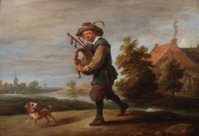 Das Gemälde "Dudelsackspieler mit Hund" von einem flämischen Maler des 17./18. Jahrhunderts wurde im Auktionshaus Yves Siebers in Stuttgart für 26.000 Euro versteigert.