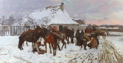 Das Gemälde "Bei der Rast" von Józef Marian Chelmonski wurde im Auktionshaus Yves Siebers in Stuttgart für 450.000 Euro versteigert.