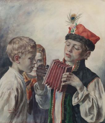 Das Gemälde "Die Ziehharmonika" von Julian Falat wurde im Auktionshaus Yves Siebers in Stuttgart für 180.000 Euro versteigert.