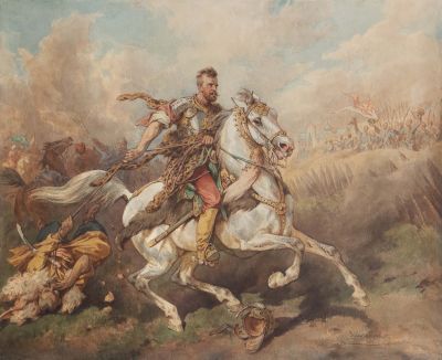 Das Gemälde "Schlachtenszene" von Juliusz Kossak wurde im Auktionshaus Yves Siebers in Stuttgart für 40.000 Euro versteigert.