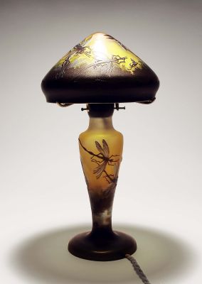 Tischlampe Libellen, Emil Gallé, Nancy, um 1905, Glas