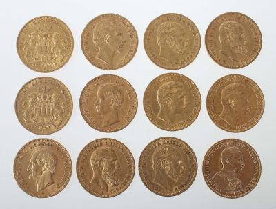 Sammlung von 12 Goldmünzen, Münzen