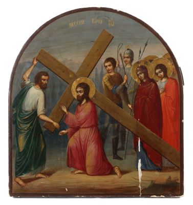 Jesus nimmt das Kreuz auf seine Schultern, Russland, 19. Jh., Religiöse Kunst