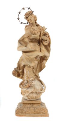 Rokokobildschnitzer des 18. Jh., Madonna Immaculata, Oberschwaben oder Alpenraum, Skulpturen