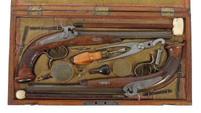 Paar Duellpistolen, Joseph Gassner, Böhmen, um 1840 Waffen