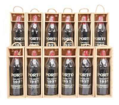 12 Flaschen Portwein, Colheita Porto, 1957, Weine, Spirituosen