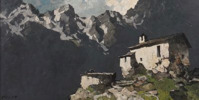 Oskar Mulley, Alpenhof bei Garmisch, um 1936/37, moderne Gemälde